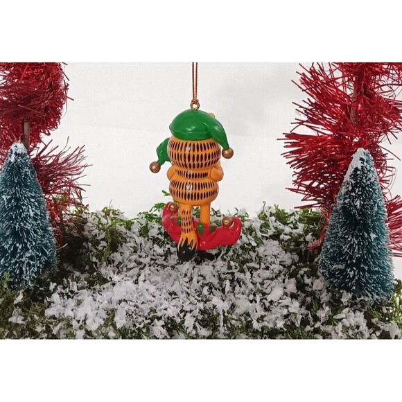Christmas Elf Garfield 1996 PAWS Jim Davis Trim-A-Tree Ornament (stand not inc.) - Picture 3 of 6